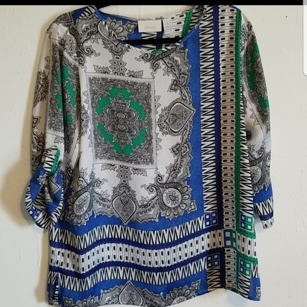 Stylish Chico's 3/4 Sleeve Top Size M